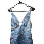 Urban Outfitters NWT  Cassie Blue‎ Satin  Embroidered Tigers Mini Dress Medium Photo 1