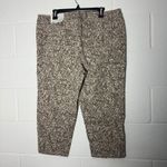 Christopher & Banks Christopher Banks Women 16W Beige Leaf Print Crop Straight Fit Mid Rise Pants Photo 5