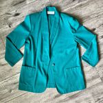 VINTAGE 1980s teal oversized blazer Size L Photo 7