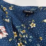 Torrid Blue Floral Challis Zip-Front 3/4 Tab Sleeve Shirt Dress Size 2X Pockets Photo 11