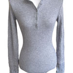 EXPRESS NWT  Gray Knit Long Sleeve Fitted Bodysuit Size S Photo 0