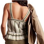 Banana Republic  tan & black striped sweater tank top neutral casual peplum Photo 5