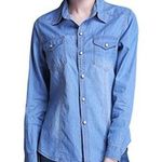 Yeokou Long Sleeve Chambray Button Down Jean Shirt S Photo 0