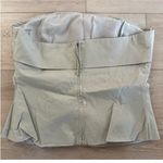 ZARA  NWT khaki olive pale green zipper back pleated folded corset top Photo 8
