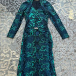 Roberto Cavalli Snake Print Form Fitting Dress Blue Green 38 Photo 0