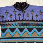 Vintage Elsa Phillips made in USA purple blue no size tag sweater Photo 3