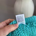 BiBi Blue Teal Floral Crochet Knit Short Sleeve Sweater Top Sz M Size M Photo 5