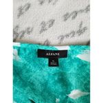 Alfani  Crossover Hi-Lo Hem Pop Art V-Neck Sleeveless Top Teal Fade Palms XL Photo 5