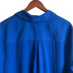 Maggie Barnes Women Tunic Top 1X Royal Blue Crinkle Button Up Business Travel Photo 5