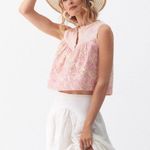 En Saison Adra Anthropologie cropped eyelet top size Large New Pink Photo 13