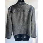 Jaclyn Smith  black &white Tweed quilted Leather button up moto jacket size small Photo 13