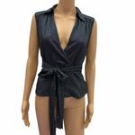 Rampage  Shimmering Sleeveless Black Wrap Blouse Juniors Medium Photo 2