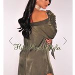 Olive off the shoulder dress Green Size M Photo 1