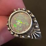 Vintage simulated opal silver plated ring size 6.75 Photo 6