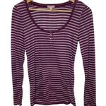Juicy Couture  Purple Henley M Striped Scoop Neck Knit Long Sleeve Casual Y2K Photo 0
