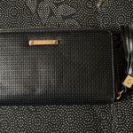 Stella & Dot  Black Woven Wallet with Blue Trim & Blue Interior – Tassel Zip Photo 0