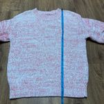 Elie Tahari  Womens Puff Sleeve Pink Red White Knit Heavy Pullover Sweater Small Photo 8