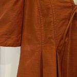 Free People  Adela Tunic Mini Dress Tie Front Puff Sleeve Brick Orange Small Photo 8