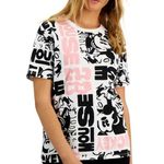 Disney Mickey Mouse Graffiti Print T-Shirt Word Blocking Graphic Tee All Over L Photo 2