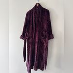 Natori  Private Luxuries Leopard Animal Print Ultra Soft Fleece Long Robe Purple Photo 1
