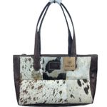 Ariat Savannah Calf Hair Patchwork Large Leather Tote Bag Brown Photo 0