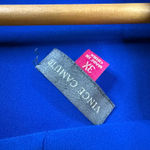 Vince Camuto  3X Royal Blue Draped Front Long Sleeve Blouse Top Plus Size 3X Photo 1