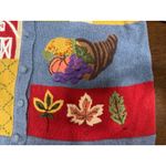 Willow Ridge Embroidered Fall Sweater Leaves Pumpkin Patch Women XL Grandma VTG Blue Photo 10