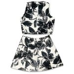 Lucy Paris Black White Flowers Floral Brocade Crop Top Mini Skirt Set size M Photo 1