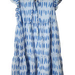 J. Marie Blue Print Ruffle Sleeve Tiered Mini Dress Size Medium NWT Photo 0