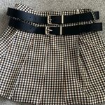Moon River Double Belted Pleated Plaid Mini Skirt Photo 4
