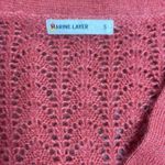 Marine layer Evelyn Pullover Pink Mineral Red Pointelle Knit Alpaca Small Photo 2