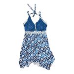 Hanna Nikole Plus Size Swim Dress Diamond Print Halter Neck Swimsuit 18W NWT Blue Photo 5