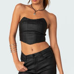 Edikted  Faux Leather Strapless Corset Crop Top Small NWT Photo 0