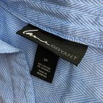 Lane Bryant  Button Front Shirt Womens 20 Blue Collar Long Sleeves Cotton Stretch Photo 1