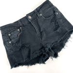 American Eagle Black Distressed Cut Off Hi Rise Festival Stretch Shorts Size 4 Photo 0