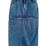 Forever 21 NWT  Blue Denim Zip Off Convertible Straight Maxi Skirt Size Small Photo 0