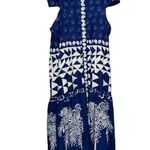 Farm Rio  Women’s Size L Blue White Pula Conch Shell Print Ondina Dress Photo 4