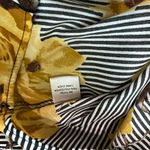 New Glory  Black And White Striped Bell Sleeve Floral Blouse | Size Large Photo 6