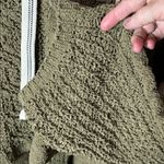 POL  Oversize Olive Green Chunky Knit Olive Sweater with Hoodie and Ties. Nubby Photo 6