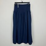 Madewell Smocked Waist Poplin Midi Skirt Cotton A Line Midnight Navy XS NWT Photo 6