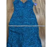 Morgan & Co New Chloé Sequined Gown Dress stretch Sz 5 fit sz Small Blue Photo 8