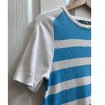 Vintage Lauren Ralph Lauren Active Knit Short Sleeve Sweater Top Medium Blue Photo 1