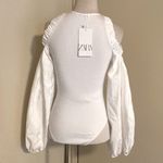 ZARA  Ribbed Voluminous Balloon Long Sleeve Cut Out Bodysuit Size S Photo 8