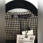ZARA  Women's Black/White Check Long Sleeve Mini Dress V-Neck  Pockets Size XS Photo 2