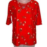 J for Justify  Red Floral Print Top Size L Photo 0