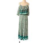 LASCANA Cold Shoulder Maxi Dress Size 8 Green Floral Print Summer Boho Photo 1