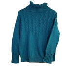 Sundance Teal Cable Knit Turtleneck Sweater | Cozy Coastal Fall Classic Size S Photo 1