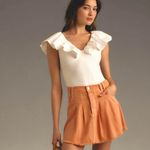 Pilcro Anthropologie  Pleated‎ Micro Circle Soft Denim Mini Skirt Pink Rose Sz 10 Photo 1