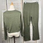 COLSIE Knit Loungewear Set Flare Pants & Cropped Button Front Top Olive Photo 1