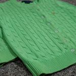 Ralph Lauren Vintage  Women's Green Cable Knit Cotton Cardigan Sweater Size M Photo 5